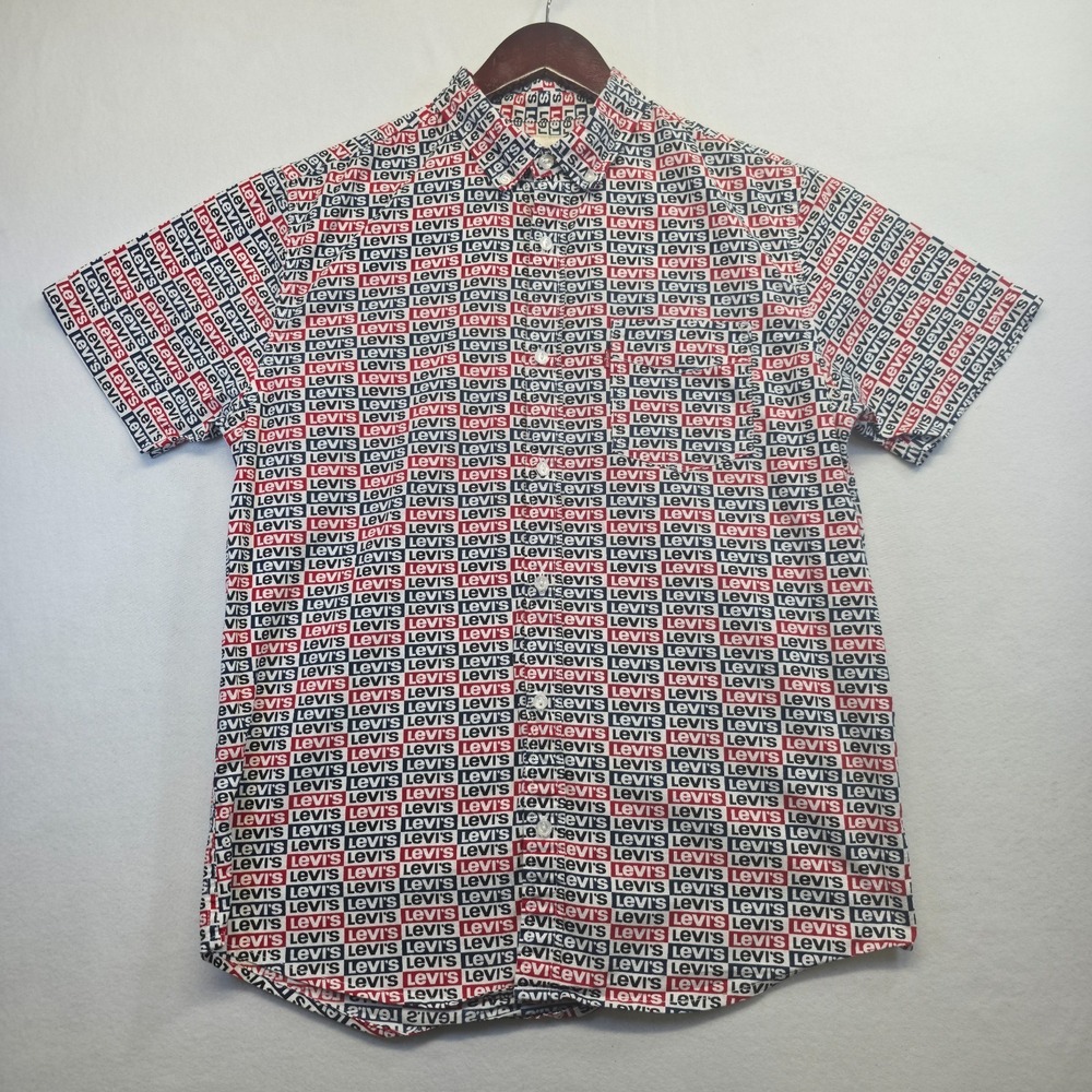 Levi's Men's Short Sleeve Button Up Levi's Logo Shirt‎ Size Small